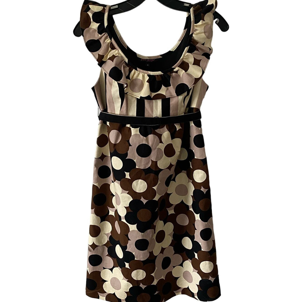 Betsey Johnson Dress Vintage Mod Flower 90s does 60s Cotton Spandex Lined Size 8